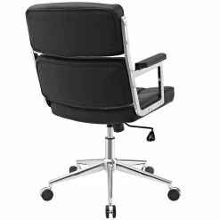 Best Sale 🛒 Modway Portray Highback Upholstered Faux Leather Office Chair In Black 😀 -Deals Writing Desks Store 1738876 3 L