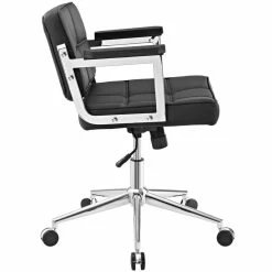 Best Sale ❤️ Modway Portray Mid Back Upholstered Faux Leather Office Chair In Black 🌟 -Deals Writing Desks Store 1738880 2 L