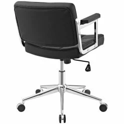 Best Sale ❤️ Modway Portray Mid Back Upholstered Faux Leather Office Chair In Black 🌟 -Deals Writing Desks Store 1738880 3 L