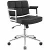 Best Sale ❤️ Modway Portray Mid Back Upholstered Faux Leather Office Chair In Black 🌟 -Deals Writing Desks Store 1738880 L