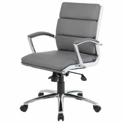 New 🌟 Pemberly Row Fabric Mid Back Executive Swivel Chair In Gray 😀