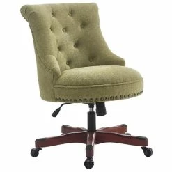 Best deal 👍 Pemberly Row Fabric Upholstered Office Swivel Chair In Green 😍