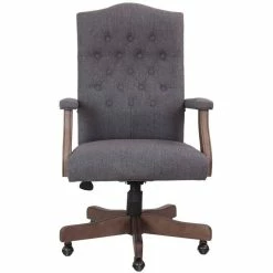Best Sale 🎉 Pemberly Row Modern Rustic Executive Swivel Chair In Slate Gray 😍 -Deals Writing Desks Store 1739835 1739840 L
