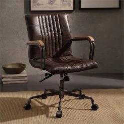 Top 10 👏 ACME Furniture ACME Joslin Leather Adjustable Swivel Office Chair In Chocolate 😍 -Deals Writing Desks Store 1746845 1 L