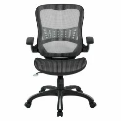 Coupon 🎁 Scranton & Co Mesh Fabric Seat Managers Chair In Gray 👏 -Deals Writing Desks Store 1786853 1 L
