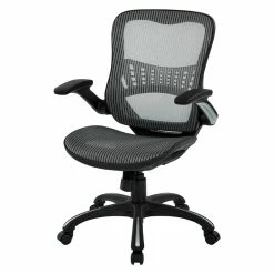 Coupon 🎁 Scranton & Co Mesh Fabric Seat Managers Chair In Gray 👏 -Deals Writing Desks Store 1786853 2 L