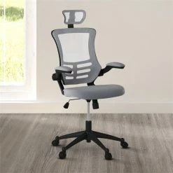 Coupon 🔥 Scranton & Co Executive High Back Office Chair With Headrest In Silver Grey 🧨 -Deals Writing Desks Store 1787030 11 L