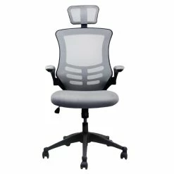 Coupon 🔥 Scranton & Co Executive High Back Office Chair With Headrest In Silver Grey 🧨 -Deals Writing Desks Store 1787030 12 L
