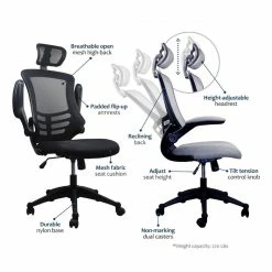 Coupon 🔥 Scranton & Co Executive High Back Office Chair With Headrest In Silver Grey 🧨 -Deals Writing Desks Store 1787030 17 L