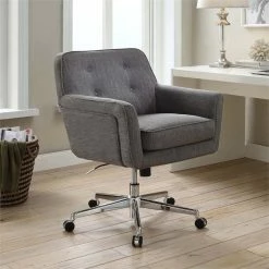 Best Pirce 🎁 Scranton & Co Home Office Chair In Winter River Gray 😉 -Deals Writing Desks Store 1805053 L