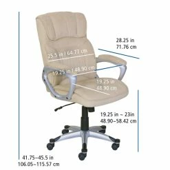 Cheap 🛒 Scranton & Co Executive Office Chair In Fawn Tan Linen 🎁 -Deals Writing Desks Store 1805064 2 L