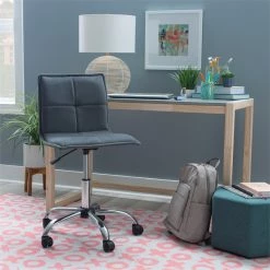 Top 10 ⌛ Linon Bennett Metal Upholstered Office Chair In Gray 😀 -Deals Writing Desks Store 1808162 14 L
