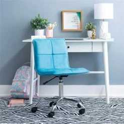 New 🛒 Linon Bennett Metal Upholstered Office Chair In Blue ✔️ 26 New 🛒 Linon Bennett Metal Upholstered Office Chair In Blue ✔️ -Deals Writing Desks Store 1808185 28 L