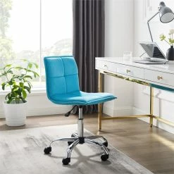 New 🛒 Linon Bennett Metal Upholstered Office Chair In Blue ✔️ 30 New 🛒 Linon Bennett Metal Upholstered Office Chair In Blue ✔️ -Deals Writing Desks Store 1808185 32 L