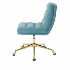 Budget ✨ Avenue Six Legacy Office Chair In Sky Blue Fabric With Gold Base 👍 -Deals Writing Desks Store 1812615 4 L