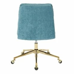 Budget ✨ Avenue Six Legacy Office Chair In Sky Blue Fabric With Gold Base 👍 -Deals Writing Desks Store 1812615 5 L
