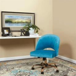 Cheap 😍 Avenue Six Lula Office Chair In Cruising Blue Fabric With Rose Gold Base 👍 -Deals Writing Desks Store 1812618 1 L
