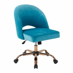 Cheap 😍 Avenue Six Lula Office Chair In Cruising Blue Fabric With Rose Gold Base 👍 -Deals Writing Desks Store 1812618 4 L