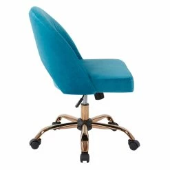 Cheap 😍 Avenue Six Lula Office Chair In Cruising Blue Fabric With Rose Gold Base 👍 -Deals Writing Desks Store 1812618 5 L