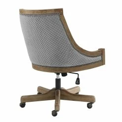 Cheap 💯 Linon Nikki Quilted Wood Upholstered Office Chair In Gray 😍 -Deals Writing Desks Store 1814196 10 L