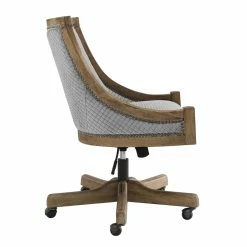 Cheap 💯 Linon Nikki Quilted Wood Upholstered Office Chair In Gray 😍 -Deals Writing Desks Store 1814196 11 L