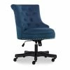 Discount 🌟 Linon Sinclair Wood Upholstered Office Chair In Blue ✨ -Deals Writing Desks Store 1814201 1 L