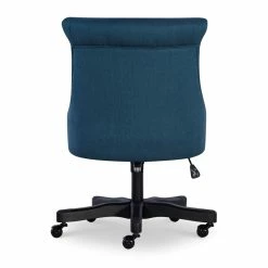 Discount 🌟 Linon Sinclair Wood Upholstered Office Chair In Blue ✨ -Deals Writing Desks Store 1814201 5 L