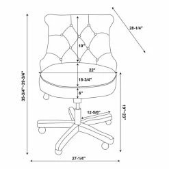 Hot Sale 😉 Linon Sinclair Wood Upholstered Adjustable Office Chair In Beige ⭐ -Deals Writing Desks Store 1814204 18 L