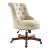 Hot Sale 😉 Linon Sinclair Wood Upholstered Adjustable Office Chair In Beige ⭐ -Deals Writing Desks Store 1814204 9 L
