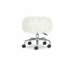 Discount 🥰 Linon Mallory Faux Fur Backless Rolling Stool In White 😉 -Deals Writing Desks Store 1814226 2 L
