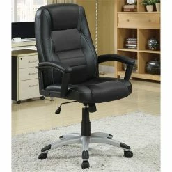 Budget 🔥 Bowery Hill Ergonomic Faux Leather Swivel Office Chair In Black 🛒