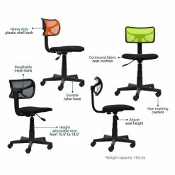 Budget 😍 Scranton & Co Mesh Task Office Chair In Black 🎉 -Deals Writing Desks Store 1824616 16 L