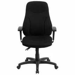 Best deal ⭐ Scranton & Co High Back Fabric Swivel Office Chair In Black 🛒 -Deals Writing Desks Store 1825517 3 L