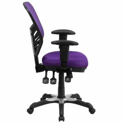 Discount 🛒 Scranton & Co Mid Back Mesh Swivel Office Chair In Purple ✨ -Deals Writing Desks Store 1825546 1 L