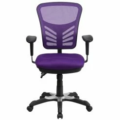 Discount 🛒 Scranton & Co Mid Back Mesh Swivel Office Chair In Purple ✨ -Deals Writing Desks Store 1825546 3 L