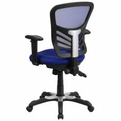 Outlet 🌟 Scranton & Co Mid Back Mesh Swivel Office Chair In Blue 😀 -Deals Writing Desks Store 1825547 2 L