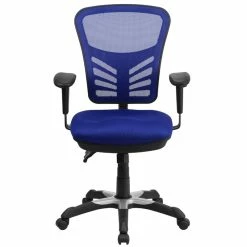 Outlet 🌟 Scranton & Co Mid Back Mesh Swivel Office Chair In Blue 😀 -Deals Writing Desks Store 1825547 3 L