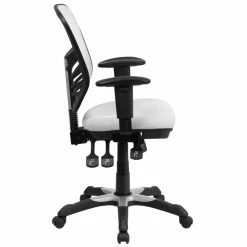 Hot Sale ✔️ Scranton & Co Mid Back Mesh Swivel Office Chair In White 🔔 -Deals Writing Desks Store 1825552 1 L