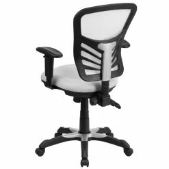 Hot Sale ✔️ Scranton & Co Mid Back Mesh Swivel Office Chair In White 🔔 -Deals Writing Desks Store 1825552 2 L