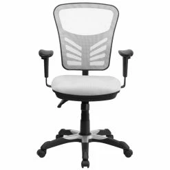 Hot Sale ✔️ Scranton & Co Mid Back Mesh Swivel Office Chair In White 🔔 -Deals Writing Desks Store 1825552 3 L