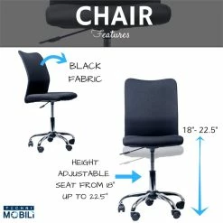 Top 10 ✨ Scranton & Co Modern Armless Desk Chair In Black ⭐ 11 Top 10 ✨ Scranton & Co Modern Armless Desk Chair In Black ⭐ -Deals Writing Desks Store 1825606 5 L