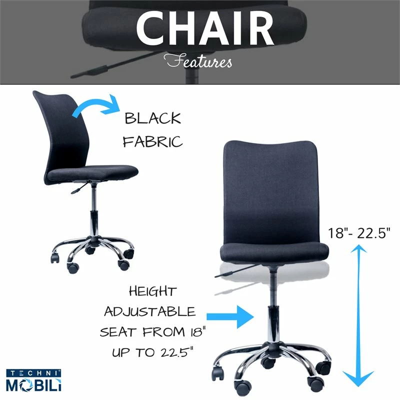 Top 10 ✨ Scranton & Co Modern Armless Desk Chair In Black ⭐ 7 Top 10 ✨ Scranton & Co Modern Armless Desk Chair In Black ⭐ - Image 5