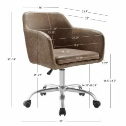 Wholesale 🛒 Linon Colton Upholstered Office Chair In Brown 💯 -Deals Writing Desks Store 1826272 13 L