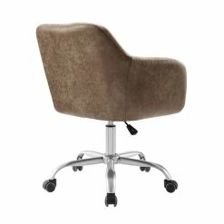 Wholesale 🛒 Linon Colton Upholstered Office Chair In Brown 💯 -Deals Writing Desks Store 1826272 5 L