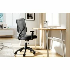 Budget 🔥 Serta At Home Serta Works Production Jet Black Mesh Office Chair With Nylon Base 🛒 -Deals Writing Desks Store 1838929 4 L