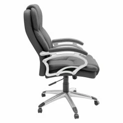 New 😀 CorLiving Executive Office Chair In Steel Gray Leatherette 😉 -Deals Writing Desks Store 1839013 3 L