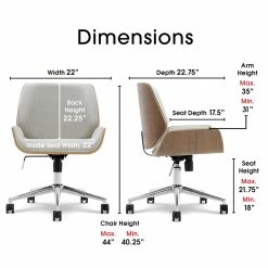 Buy 👏 Elle Décor Elle Decor Ophelia Bentwood Task Chair In Gray ✔️ -Deals Writing Desks Store 1840292 7 L