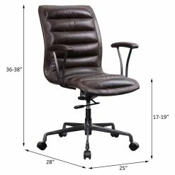 Best deal ⭐ ACME Furniture ACME Zooey Tufted Leather Upholstered Swivel Office Chair In Distress Chocolate 🔥 -Deals Writing Desks Store 1863457 10 L