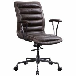 Best deal ⭐ ACME Furniture ACME Zooey Tufted Leather Upholstered Swivel Office Chair In Distress Chocolate 🔥