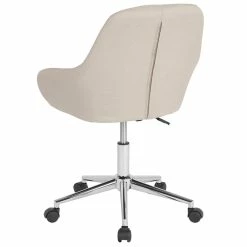 Cheapest 😍 Flash Furniture Cortana Home Mid Back Swivel Office Chair In Beige 🔥 -Deals Writing Desks Store 1864210 3 L